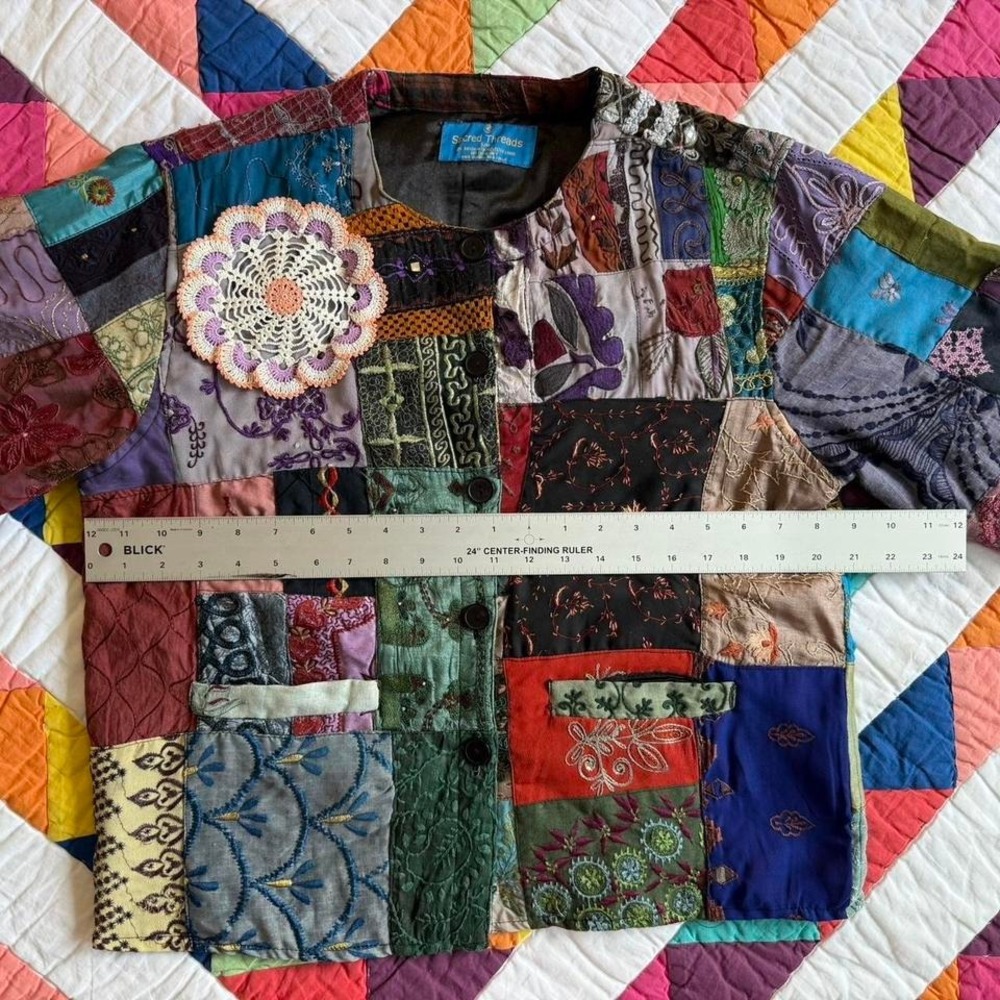 Sacred Threads Multicolored Patchwork Quilted Col… - image 6